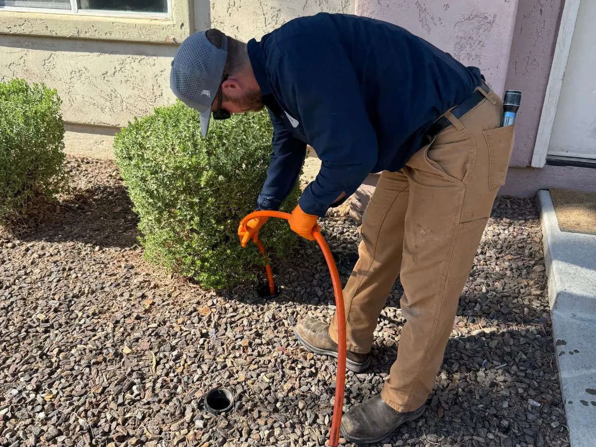 Phoenix hydro jetting pro servicing a residential cleanout