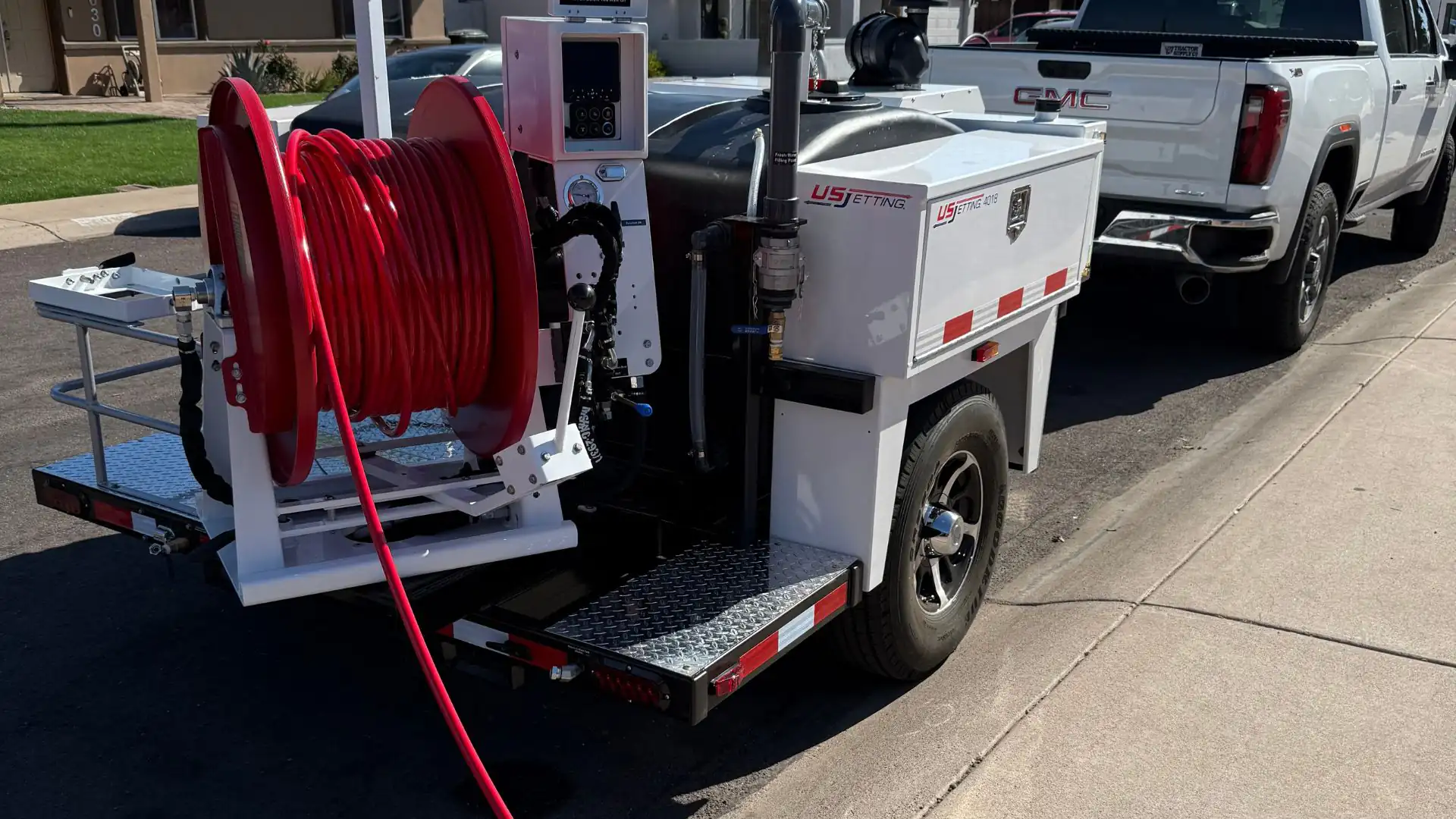 Phoenix hydro jetting technician clearing a residential sewer line at 4,000 PSI